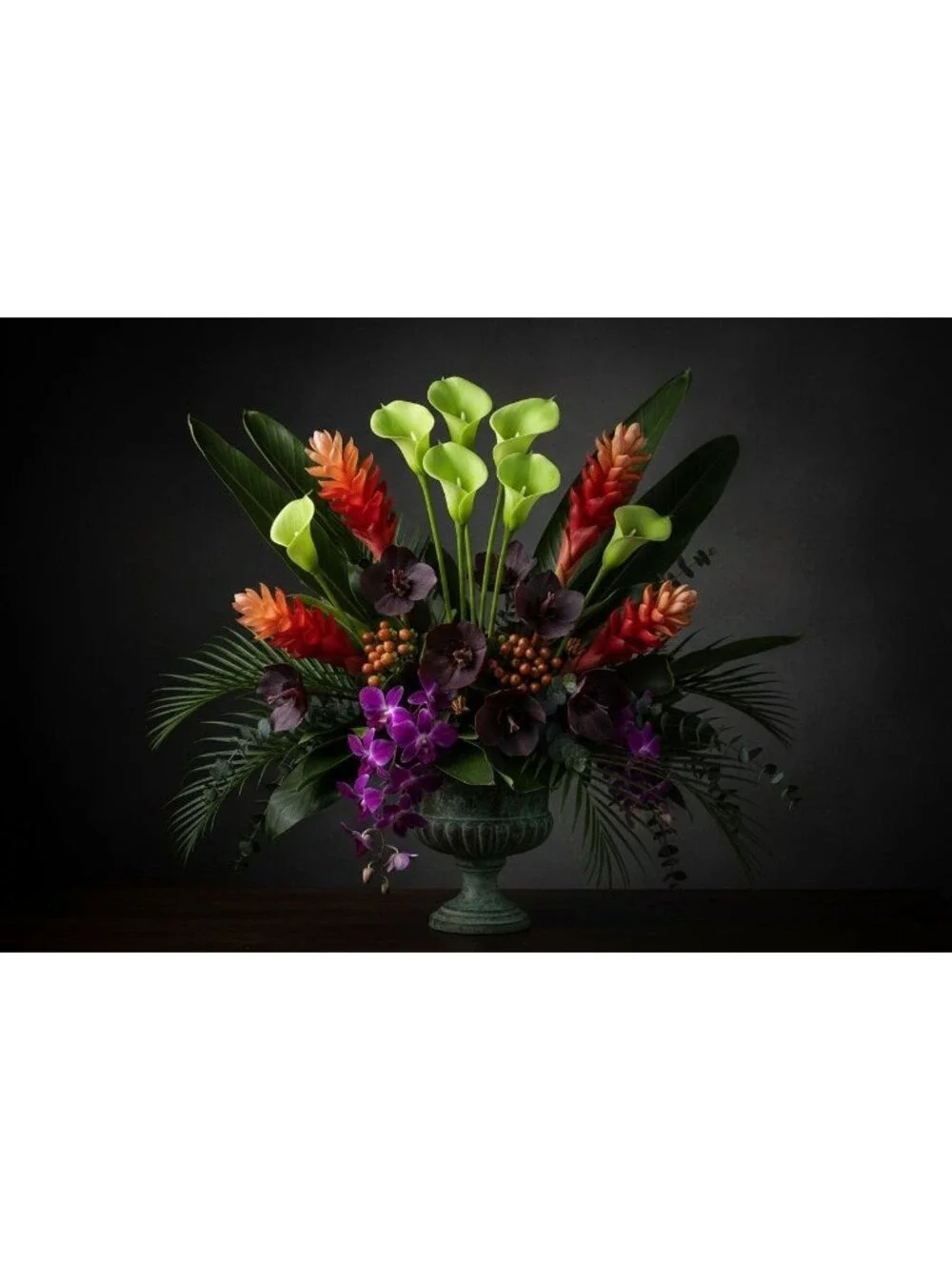 Artificial Green Calla Lily Stems, Real Touch Faux Flowers, 15 Inch, Set of 5
